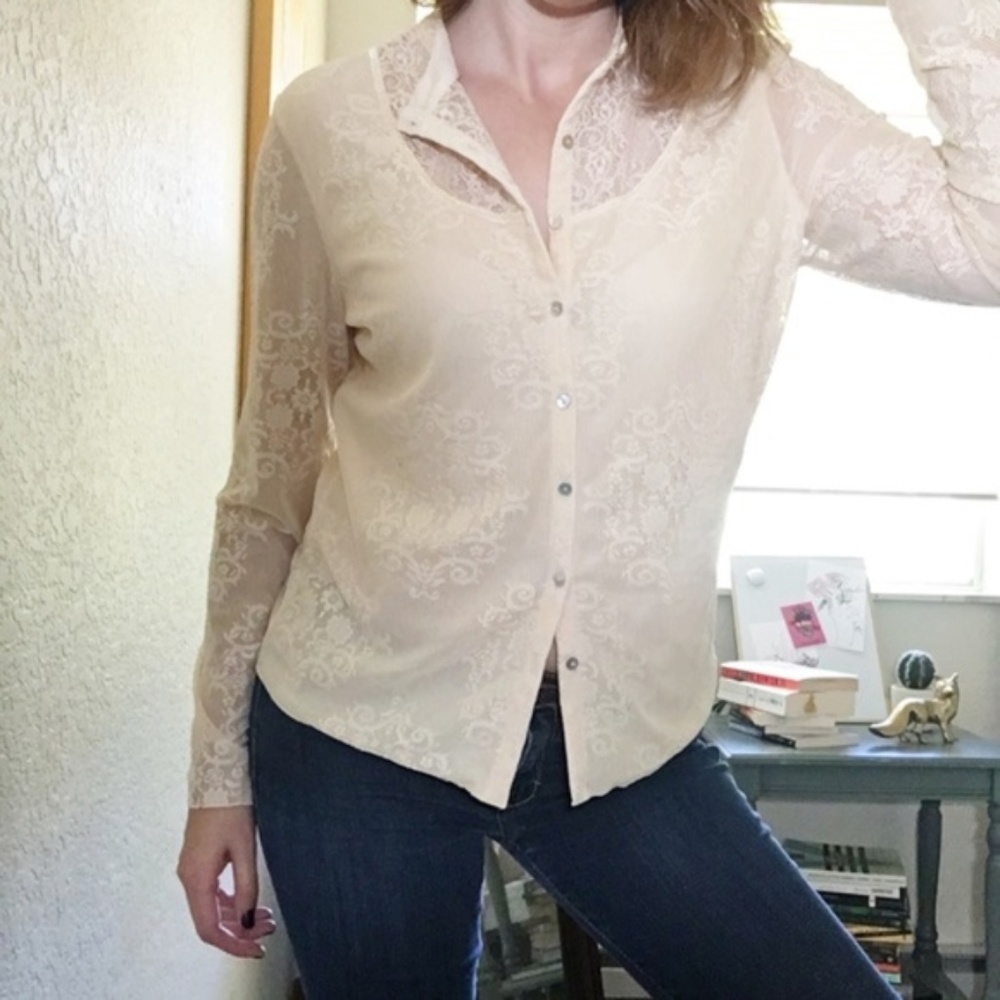 J. Jill Lace Cardigan M Victorian Button